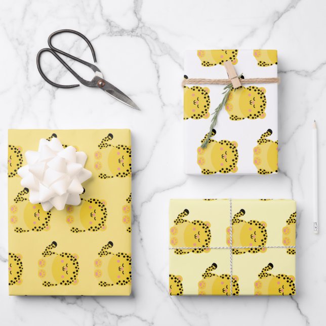 Papier d'emballage léopard de style kawaii (Recto)