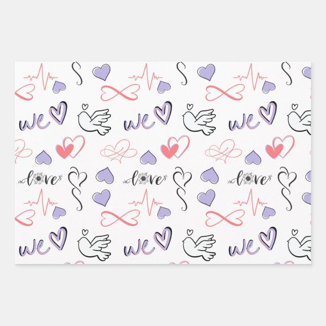 Papier d'emballage mariage pour cadeaux et douche. (Devant)