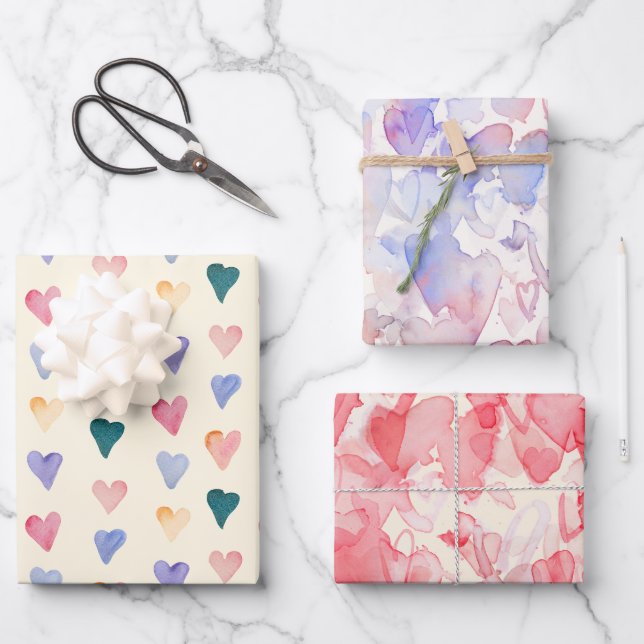 Papier d'emballage motif de coeur transparent à l' (Recto)