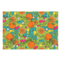 Papier d'emballage motif RX Citrus Rétro Pharmacie