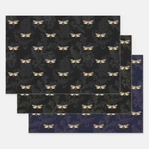 Papier d'emballage papillon et dentelle gothiques