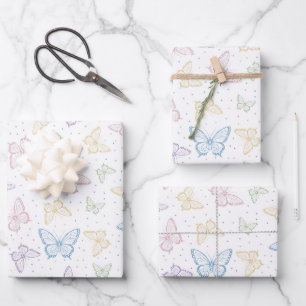 Papier d'emballage Papillon Pastel, Emballage Cade