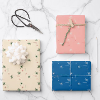 Papier d'emballage petites étoiles set de 3