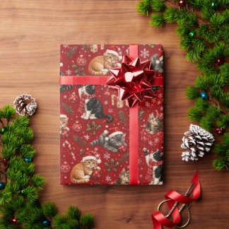 Papier d'emballage pour chat de Noël, Cadeau pour
