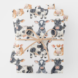 Papier d'emballage pour vaches bébés mignonnes