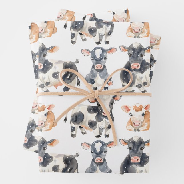 Papier d'emballage pour vaches bébés mignonnes (En situation)