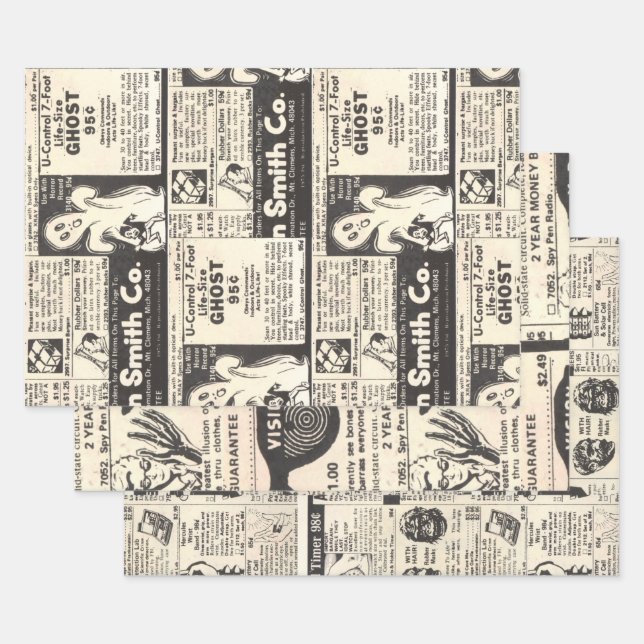 Papier d'emballage publicitaire classique vintage (Lot)
