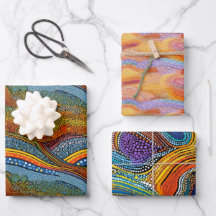 Papier d'emballage Rainbow dot art