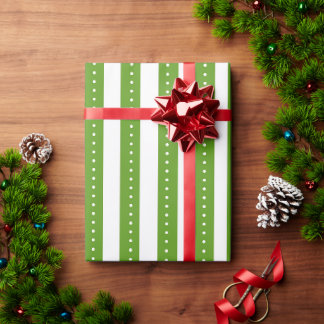 Papier d'emballage rayé vert; Papier cadeau de Noë