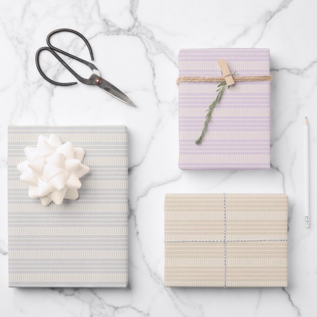 Papier d'emballage rétro pastel bohème pour Noël (Recto)