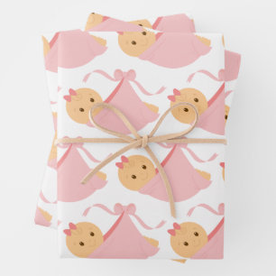 Papier d'emballage rose pour Baby Shower