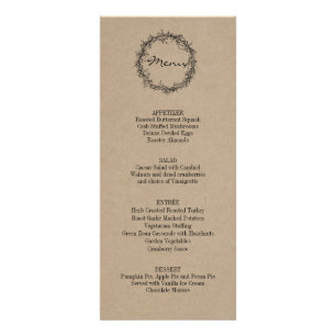Papier d'emballage rustique donnent le menu de