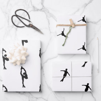 Papier d'emballage silhouette de patinage artistiq