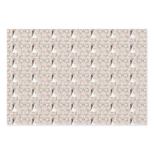 Papier d'emballage taupe et mariage blanc élégant
