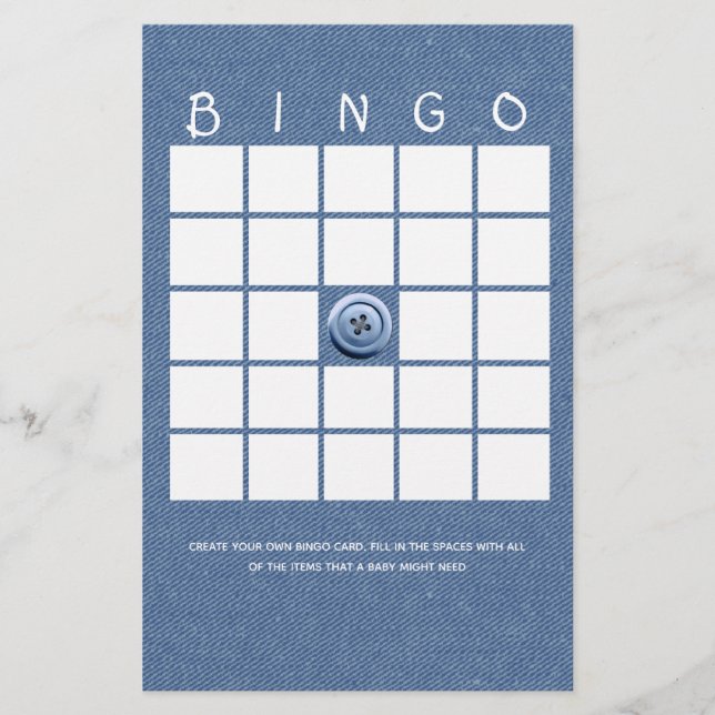 Papier Denim Cute en Bingo Bouton (Devant)