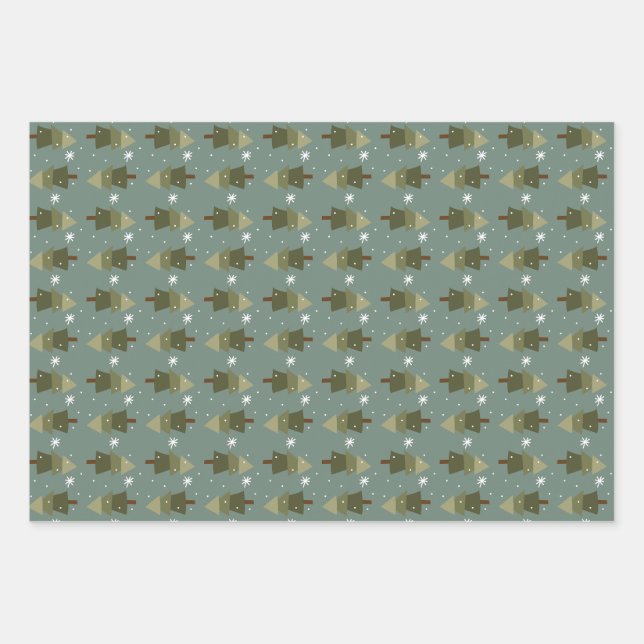 Papier d'enneigement de la forêt de flocon de neig (Devant 3)