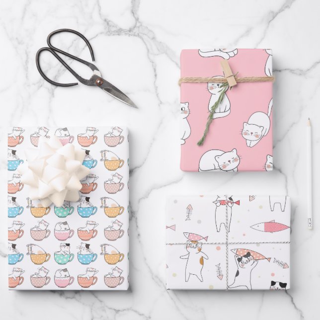 Papier d'enrobage à deux chats (Recto)