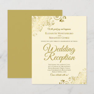 Papier Dentelle d'or sur crème Mariage Réception Invitati