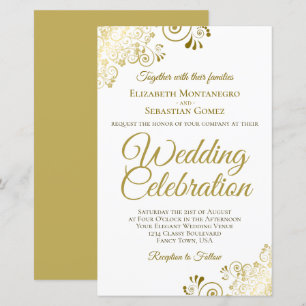 Papier Dentelle d'or sur Faire-part de mariage BUDGET bla