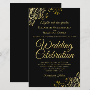 Papier Dentelle d'or sur Faire-part de mariage BUDGET noi
