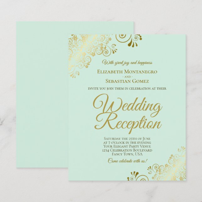 Papier Dentelle d'or sur la Monnaie Accueil Invitation BU (Devant / Derrière)