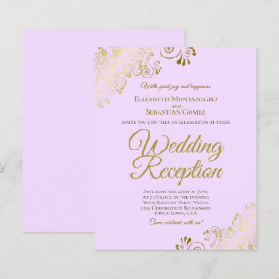Papier Dentelle d'or sur Lilac Mariage Réception Invitati