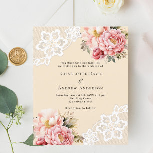 Papier dentelle rose beige