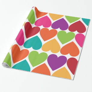 Papier d'enveloppe de cadeau de coeurs de