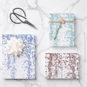 Papier d'enveloppement à étincelles bleu vert et r