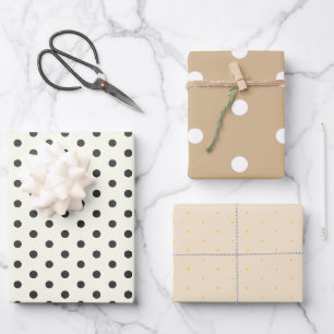 Papier d'enveloppement à point Polka blanc minimal