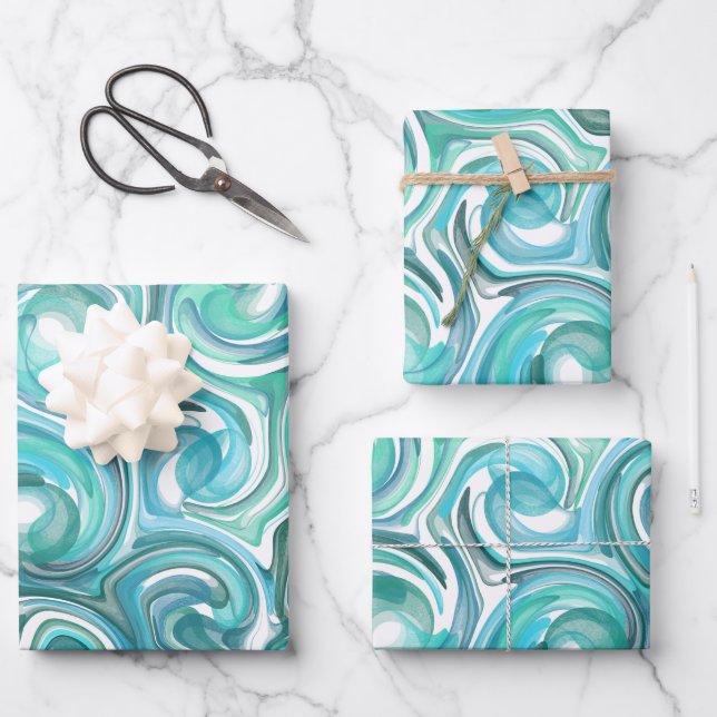 Papier d'enveloppement Aqua Swirl (Recto)