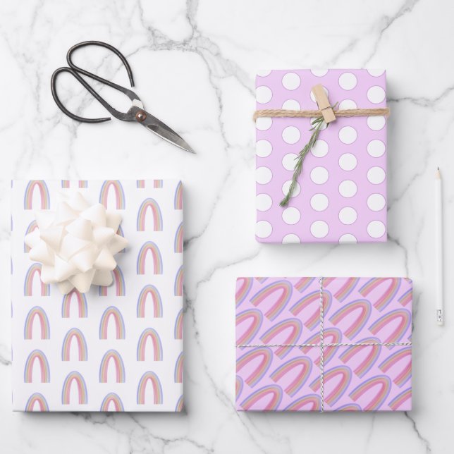 Papier d'enveloppement arc-en-ciel aquarelle (Recto)