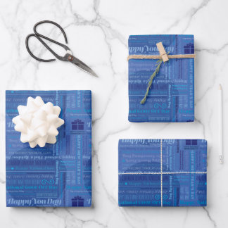 Papier d'enveloppement Blue Happy Days