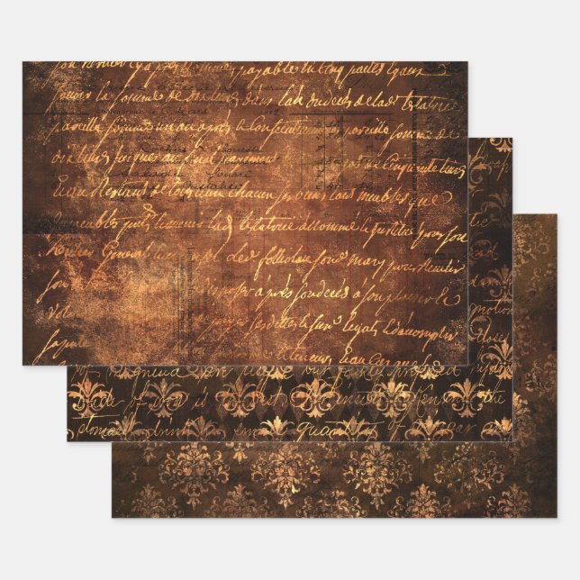 Papier d'enveloppement Brown doré vintage (Lot)