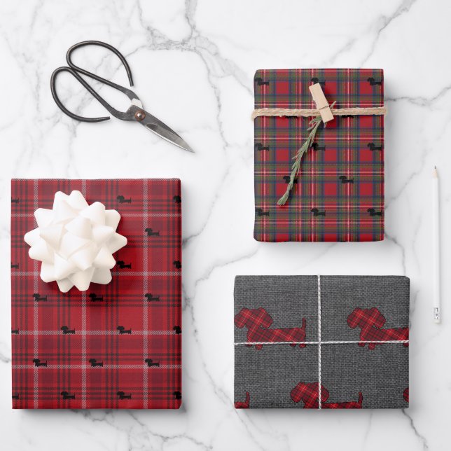 Papier d'enveloppement cadeau de Noël plaqué Dachs (Recto)