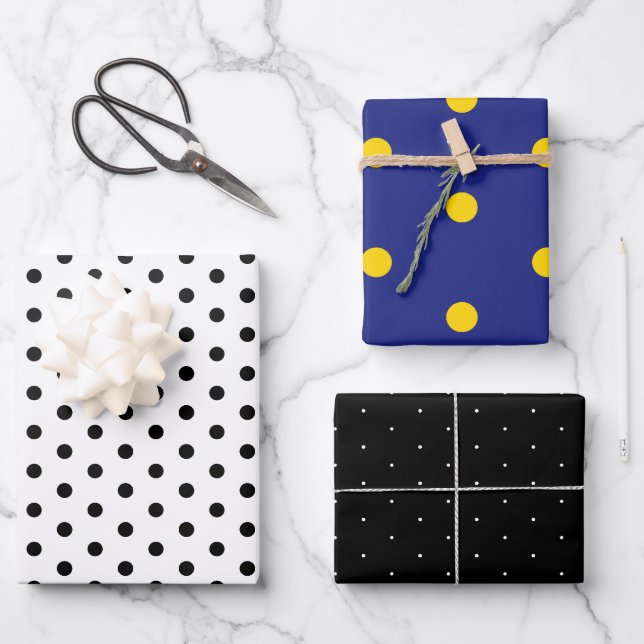 Papier d'enveloppement cadeau Polka blanc classiqu (Recto)