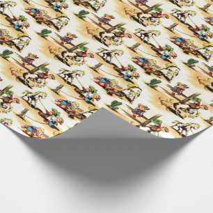 Papier d'enveloppement cadeau vintage Cowboy & Cow
