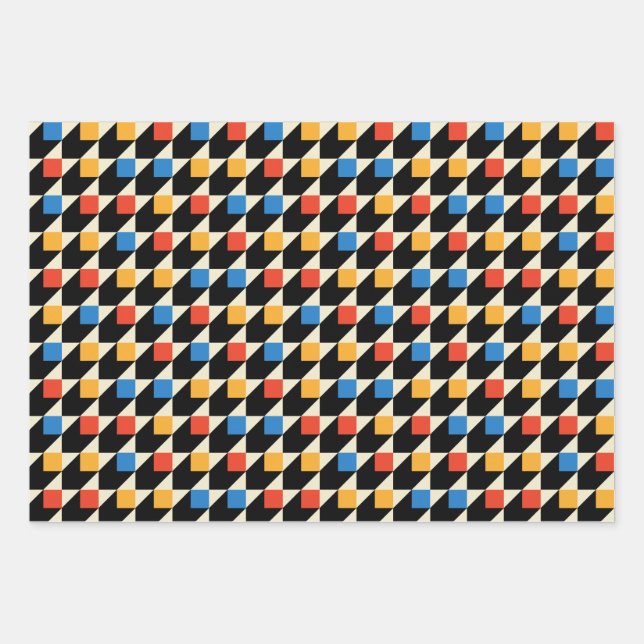 Papier d'enveloppement Carré coloré (Devant)