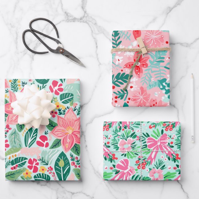 Papier d'enveloppement coloré pour vacances floral (Recto)