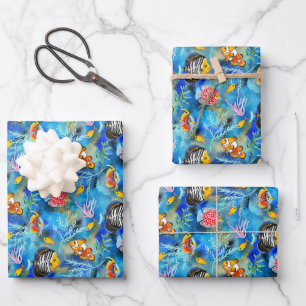 Papier d'enveloppement d'aquarelle de poisson de c