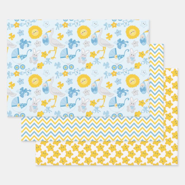 Papier d'enveloppement de Baby shower garçon série (Lot)