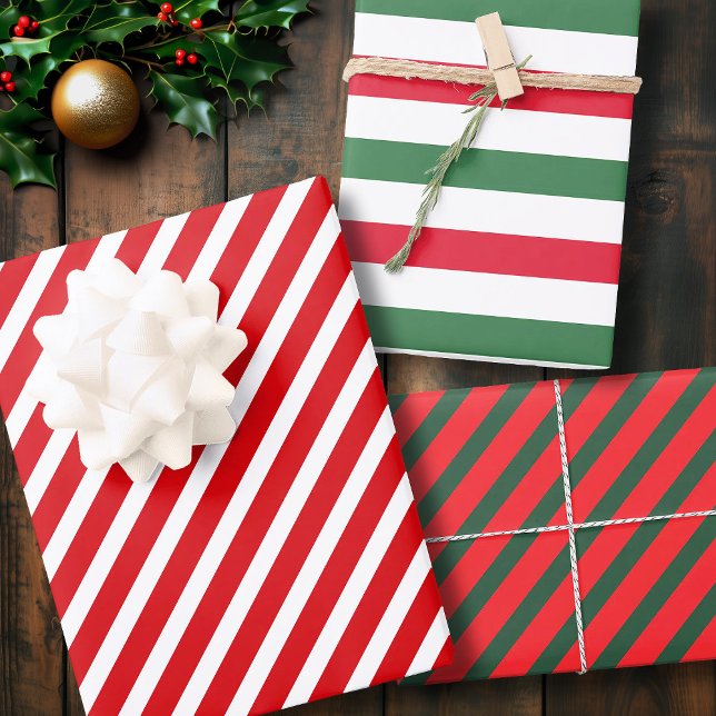 Papier d'enveloppement de bonbons de Noël (Christmas Candy Stripe Wrapping Paper)