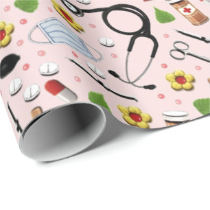 Papier d'enveloppement de cadeau pour infirmière c
