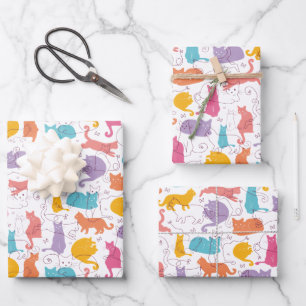 Papier d'enveloppement de chats colorés