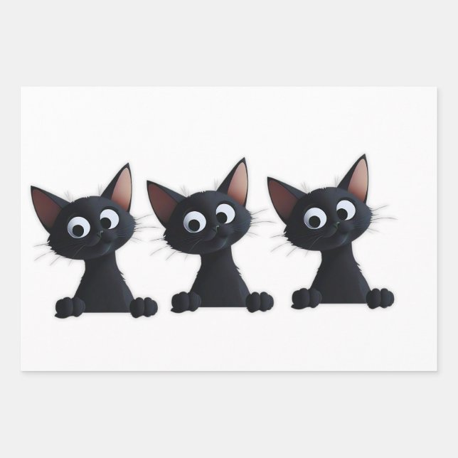 Papier d'enveloppement de chats noirs (Devant)