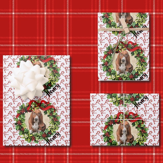 Papier d'enveloppement de chien photo de Noël du p (Créateur téléchargé)