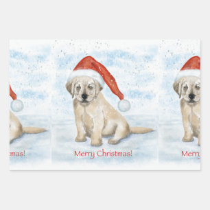 Papier d'enveloppement de chiot de Noël à une seul