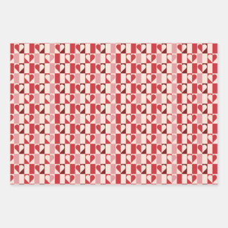 Papier d'enveloppement de coeur coloré en damier