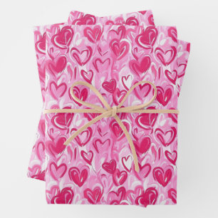 Papier d'enveloppement de coeur préppy