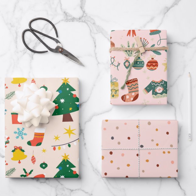 Papier d'enveloppement de décoration de Noël (Recto)